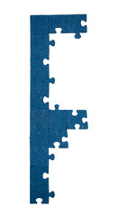 A frame border made of puzzle pieces. part of the jigsaw puzzle picture placed together. Beginning and planning concept. 