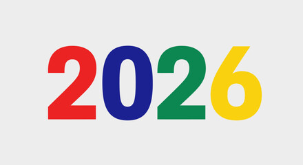 Colorful Year 2026 Number Typography Design.