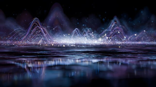 Ethereal Artistic Representation of the Doppler Effect Merging Science and Abstract Surreal Landscapes with Shifting Frequencies and Dynamic Transformations