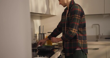 A person is preparing a tasty breakfast in a cozy kitchen, focusing on ingredients and cooking techniques for success