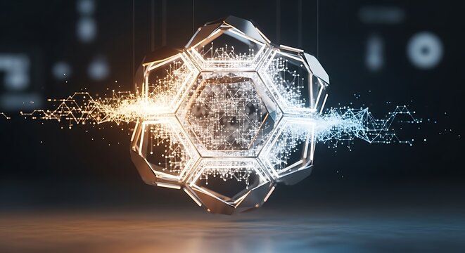 Abstract Futuristic Data Network Sphere with Glowing Connections