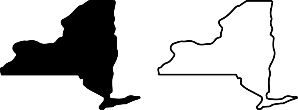 Outline and silhouette map of new york state
