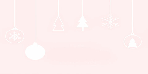 A beautiful Christmas card design with holiday baubles and snowflake decorations for the winter season