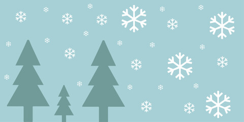 Vector illustration of a Christmas tree with snowflakes for winter holiday decoration and card design