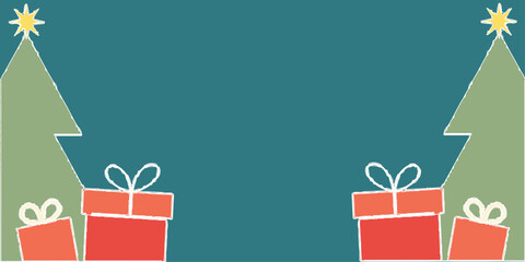 Holiday Christmas gift box decoration with ribbon and bow illustration