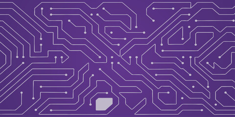 Printed circuit board technology abstract design pattern with microchips and electronic components