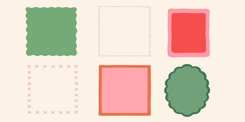 Vector label and sticker set template with vintage border design for scrapbook paper and old photo card art