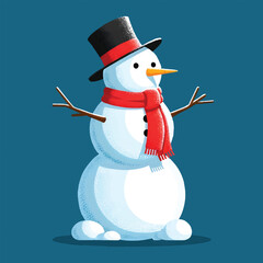 Cheerful Snowman Illustration – Flat Minimalist Winter Vector Design
