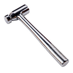 Shiny chrome metal jeweler s hammer with double faced head isolated on transparent background