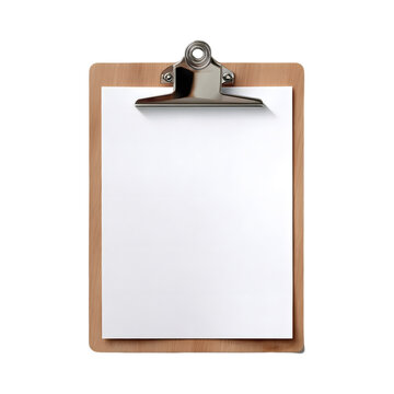 Clipboard with blank white paper isolated on transparent background