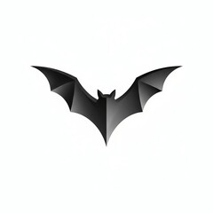 Fototapeta premium Sleek and modern black bat symbol with subtle 3D gradient effect, creating a sharp and ominous look, isolated on a white background for contemporary logo or graphic design