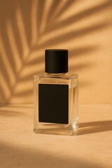 Luxury Minimalist Perfume Bottle Mockup with Palm Leaf Shadows
