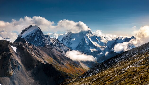 mountains and clouds