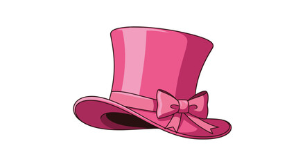A vibrant pink top hat, adorned with a matching band and a playful bow, stands out as a charming and stylish accessory, perfect for celebrations or magical themes.