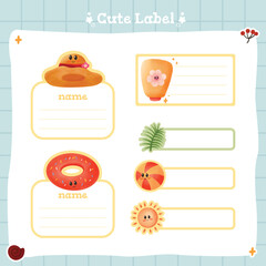 Cute Summer Themed Label Set Illustration