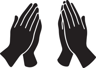 "Praying Hands Silhouette – Spiritual, Religious, Gratitude and Namaste Gesture Icon"