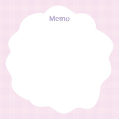 Cloud-Shaped Memo Note on Pink Plaid Background