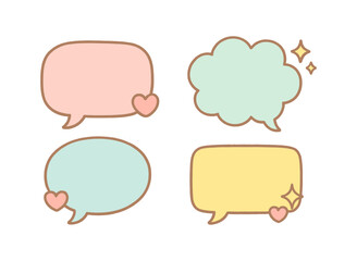 Fototapeta premium Pastel speech bubbles with hearts and stars for cute messaging designs
