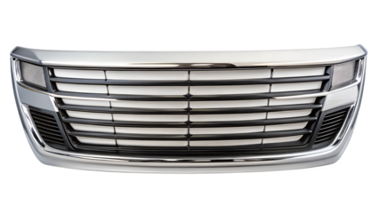 Car radiator grille isolated on transparent background, a crucial part for engine cooling system