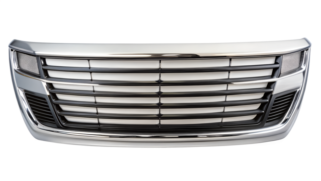 Car radiator grille isolated on transparent background, a crucial part for engine cooling system