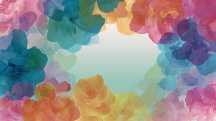 Rainbow Cloud of Blooms: An ethereal composition of watercolor-inspired floral forms bursts forth, creating a mesmerizing display of colors and shapes, evoking feelings of freshness and renewal.