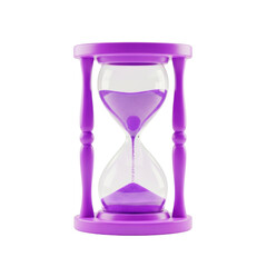 3d purple hourglass isolated on transparent background, a classic symbol of time and the fleeting nature of existence