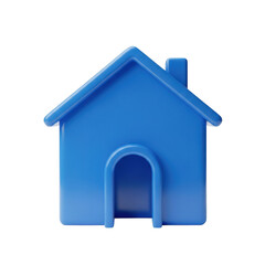 3d icon of a blue house icon isolated on transparent background, symbolizing home, property, and real estate