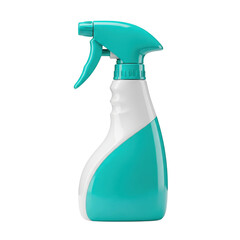 Turquoise and white spray bottle isolated on transparent background, ideal for cleaning and hygiene