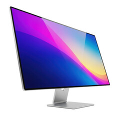 Modern computer monitor isolated on transparent background, displaying vibrant colors and sleek design