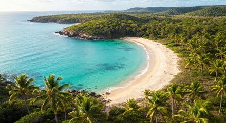 Secluded bay with white sand beach and crystal water Queensland