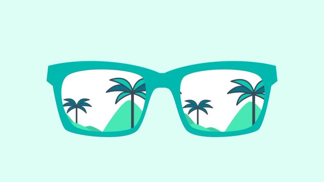 A pair of tropical reflection glasses symbolizing dreams of travel, relaxation, and leisure achieved through successful financial planning and savings