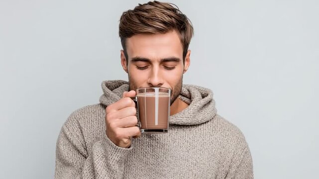Smiling Man with Cup of Hot Chocolate
