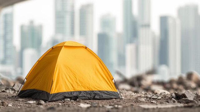 Yellow Tent in Urban Landscape