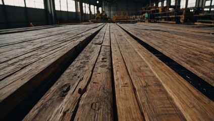 Sawmill, boards laid out on the floor