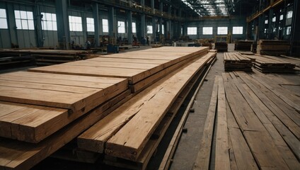Sawmill, boards laid out on the floor