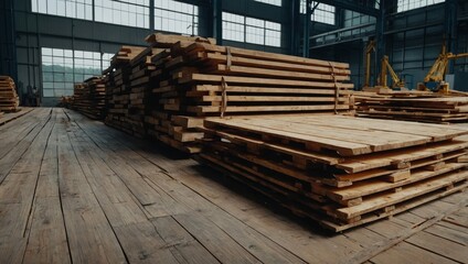 Sawmill, boards laid out on the floor