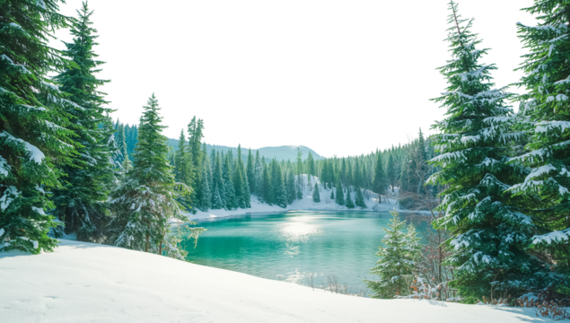 stunning winter snowy forest, isolated on transparent background