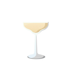 Champagne coupe glass with sparkling wine, vector illustration on transparent background, ready for use in any design project