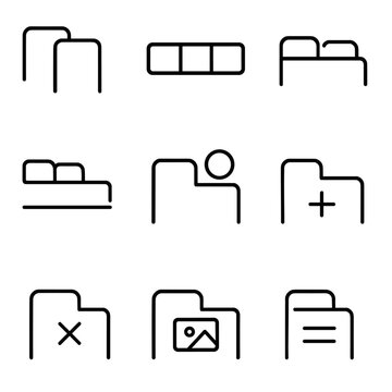 Tab Icons Grid. Outline icon set of tabs and segments: top tabs, segmented control, active tab, inactive tab,