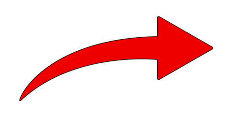 Red arrow with black border. Direction symbol. 