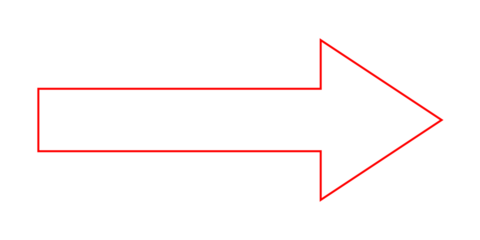 White arrow with red border. Direction symbol. 