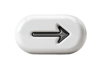 A sleek, modern white arrow icon isolated on transparent background, symbolizing direction, movement, or transition in a digital context.