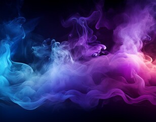 Obraz premium colorful smoke or fog mist blue and purple border on black background