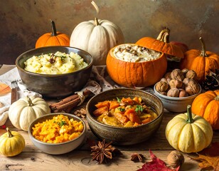 Festive Thanksgiving Feast - A Bounty of Autumn Harvest Delights.