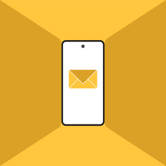 email notification icons with Smartphone presentation concept. Notice on email New email notification on the phone screen. Envelope with new message. Vector illustration in flat style