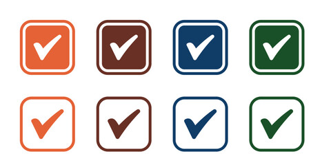 Assorted Checkmarks: A collection of various colorful checkmark symbols, neatly arranged to represent choices and verification, suitable for conveying decision-making and confirmation.