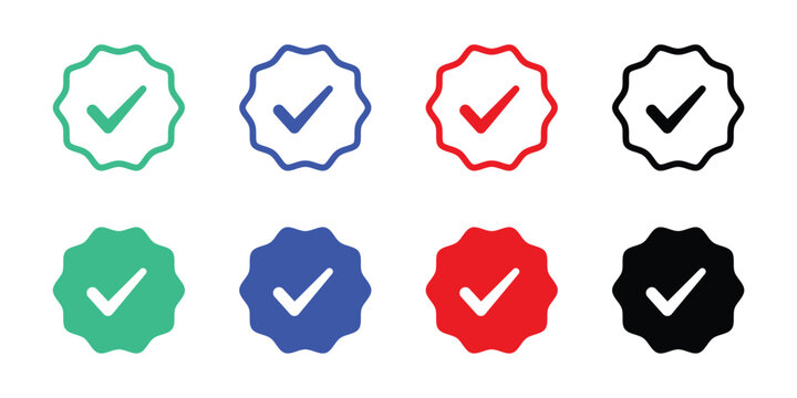 Verified Badge Icons: A vibrant assortment of verified badge icons, each meticulously crafted to signify authenticity and trust in digital spaces.