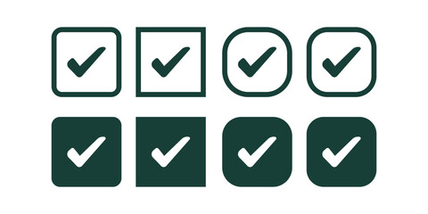 Checkmark Icons: A collection of various checkmark icons in different shapes and styles, perfect for design and user interface applications. © Sunny