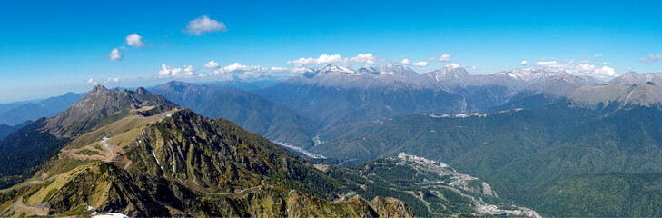 View of the Caucasus Mountains, Aibga mountain range. Panorama.