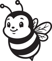 cute bee clipart in flat style on white background on transparent background